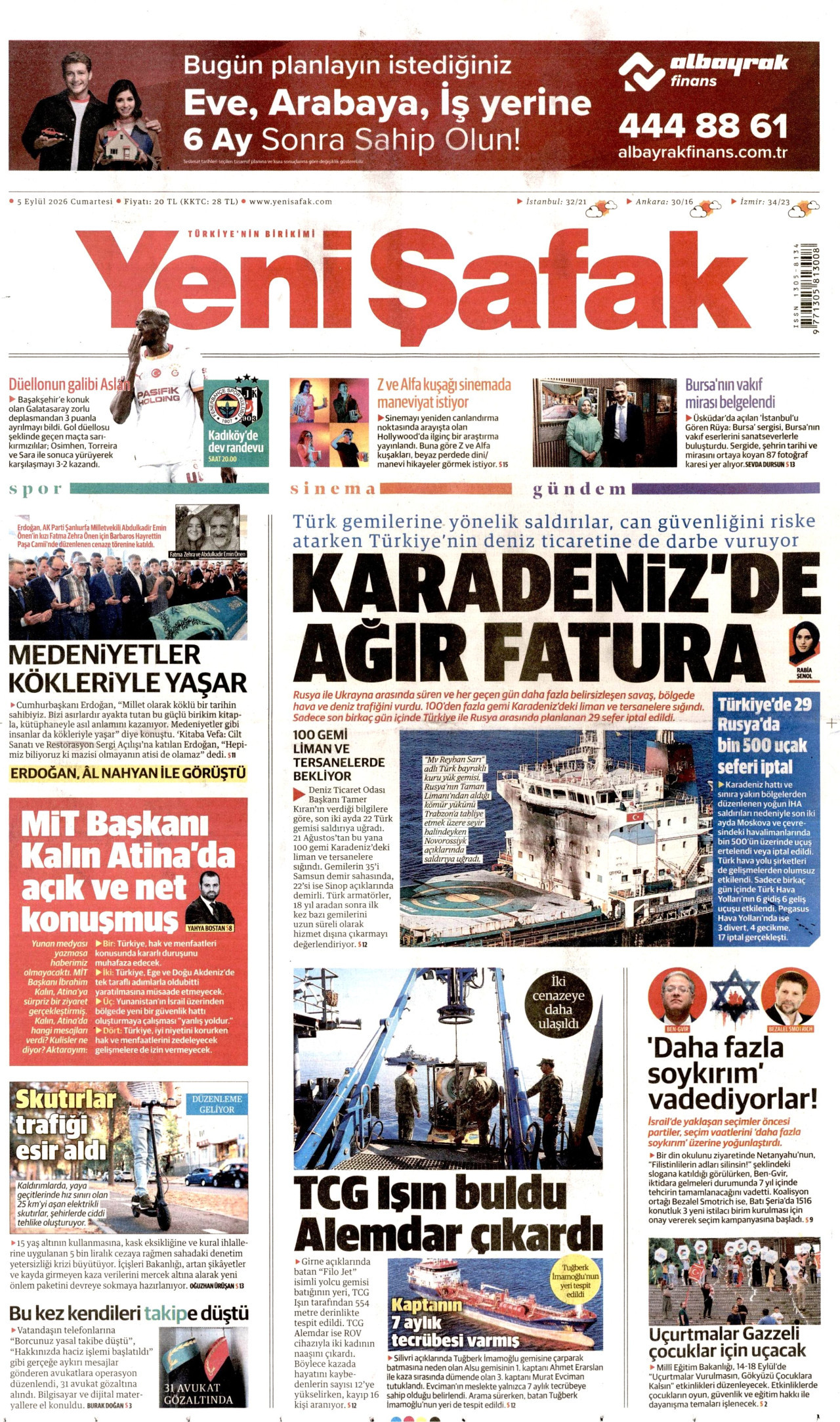 YENİ ŞAFAK 5 Eylül 2026 Gazete Manşeti Büyük