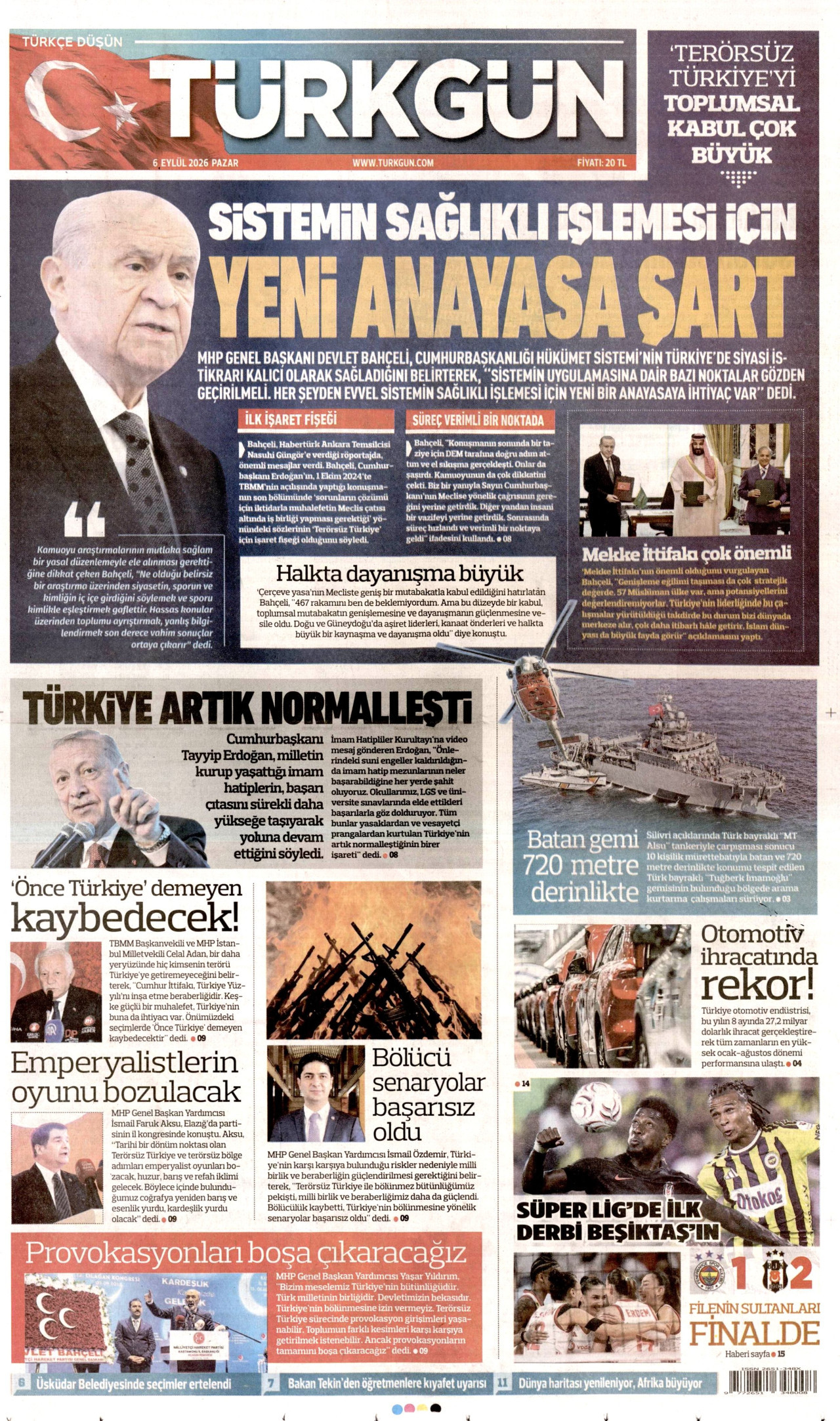 TÜRKGÜN 6 Eylül 2026 Gazete Manşeti Büyük