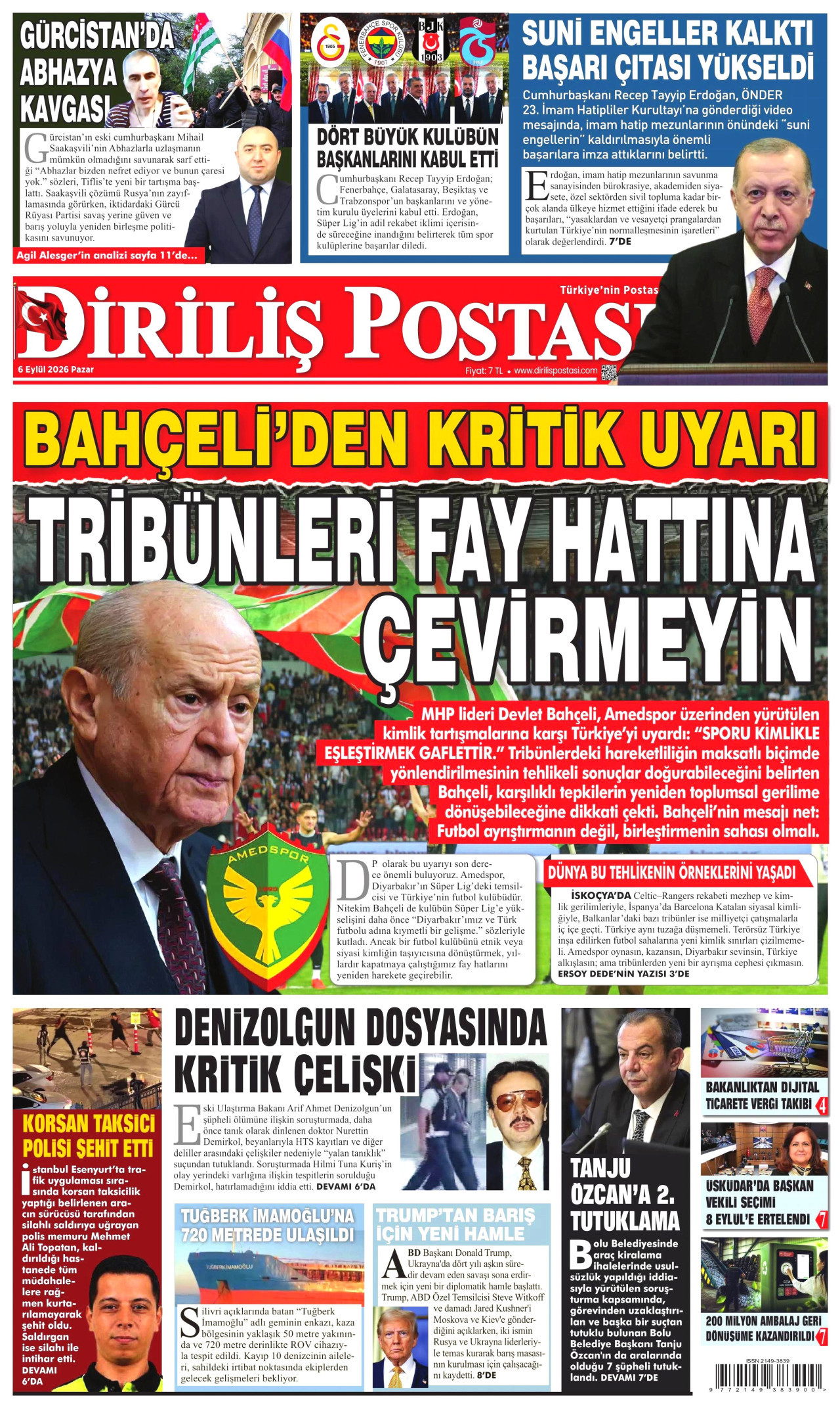 DİRİLİŞ POSTASI 6 Eylül 2026 Gazete Manşeti Büyük