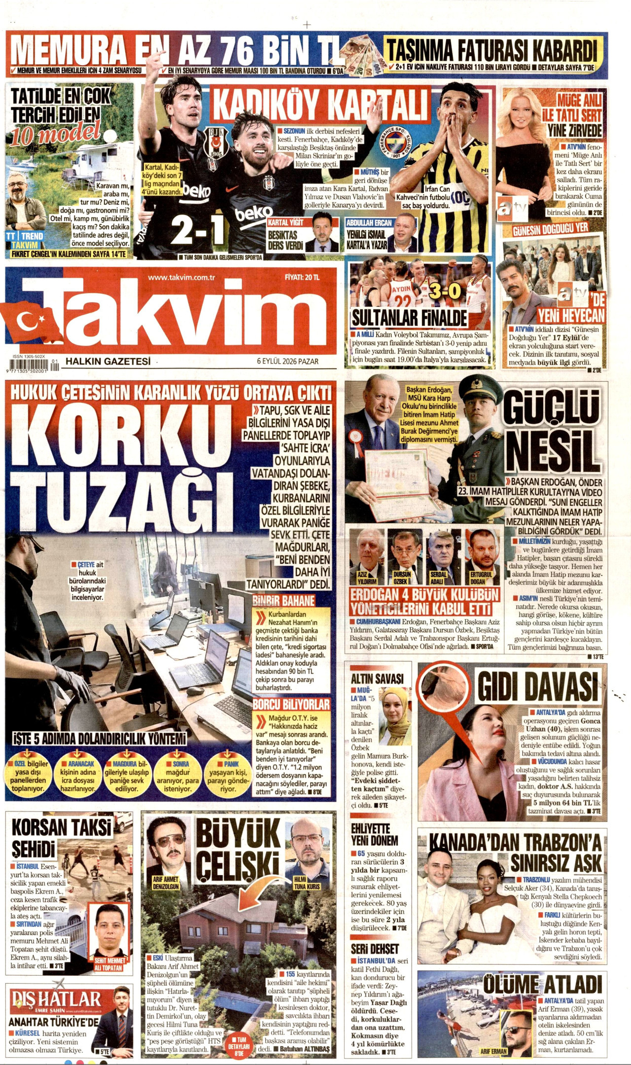 TAKVİM 6 Eylül 2026 Gazete Manşeti Büyük