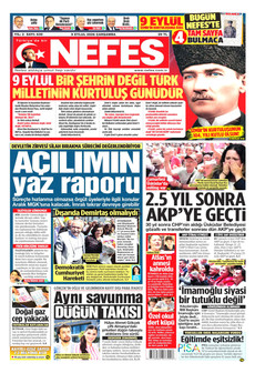NEFES 9 Eylül 2026 Gazete Manşeti Küçük