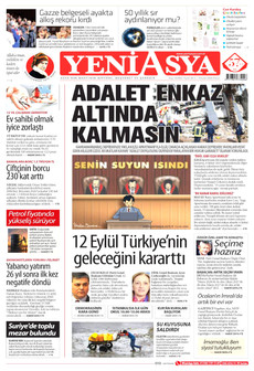 YENİ ASYA 13 Eylül 2026 gazete manşeti