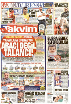 TAKVİM 16 Eylül 2026 gazete manşeti
