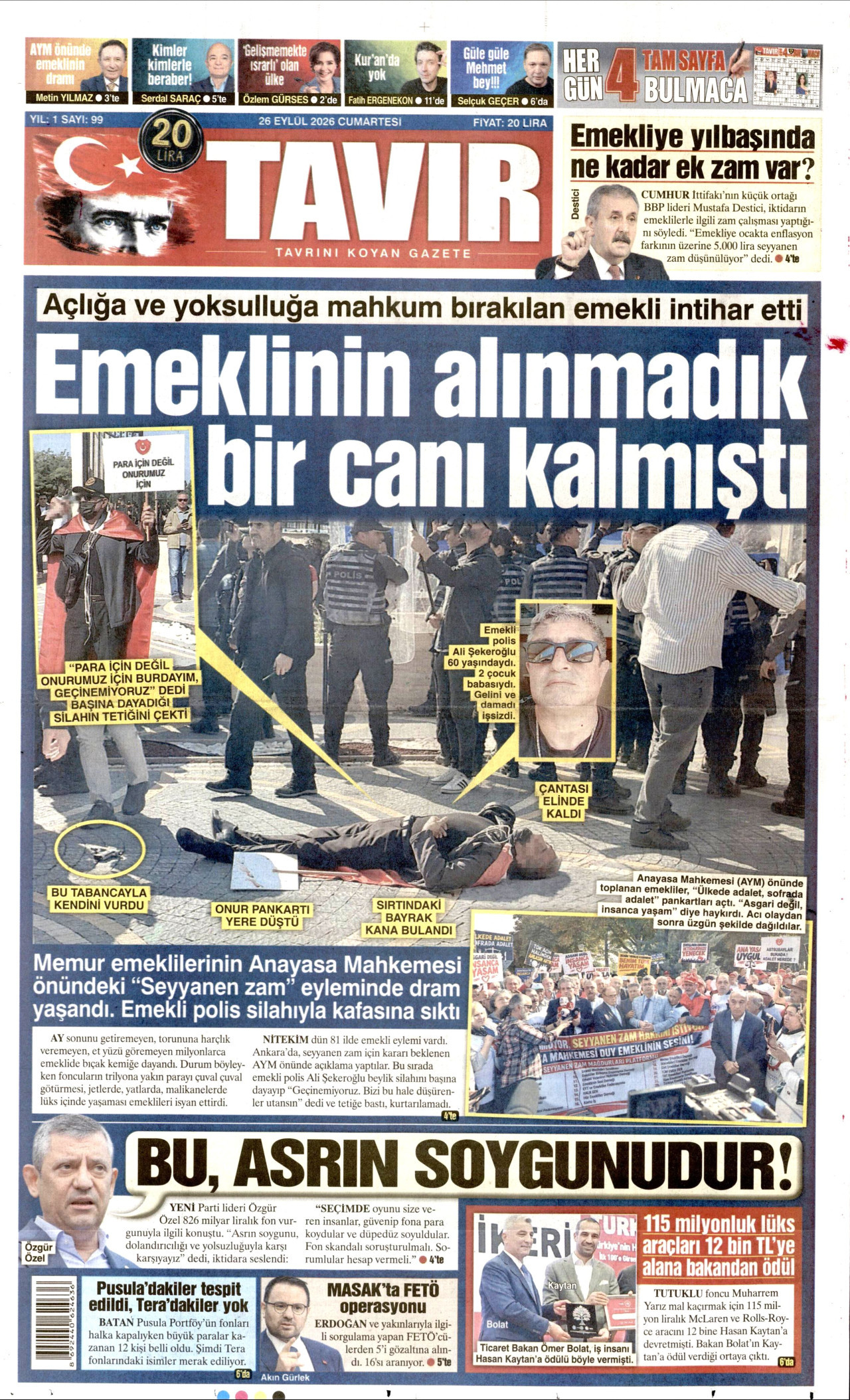 TAVIR GAZETESİ gazetesinin 26 Eylül 2026 tarihli birinci sayfası